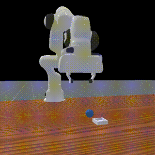 PlaceSphere skill demo — robot arm placing a sphere into a bin