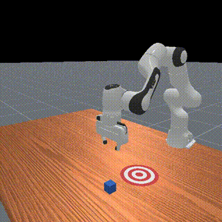 PullCube skill demo — robot arm pulling a cube to a target position