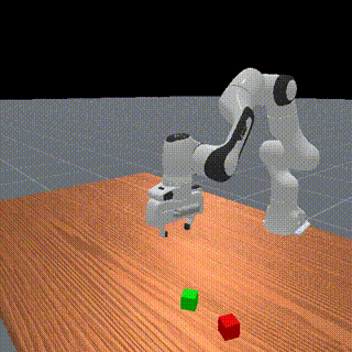 StackCube skill demo — robot arm stacking one cube on another